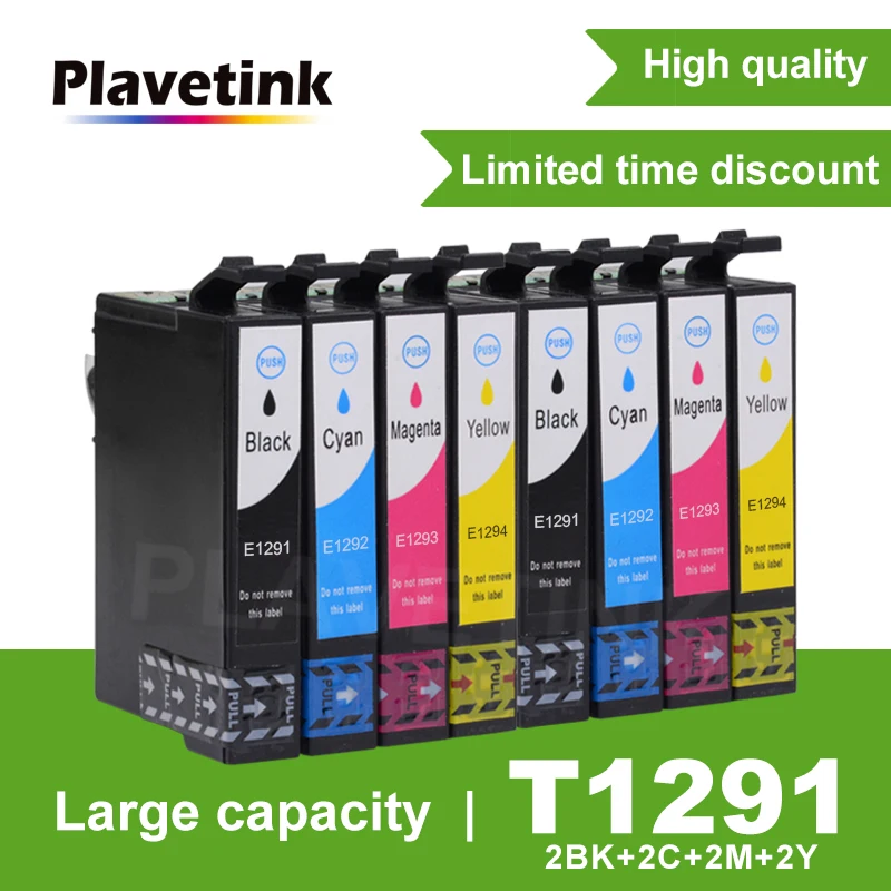 Plavetink 2set T1291 Full Ink Cartridges Compatible For Epson Office B42WD BX305F BX305FW 320FW BX525WD BX535WD Printers 4 Color |