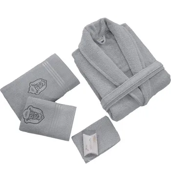 

Nurpak Biflores Embroidered Luxurious 5 Piece Gray Tek Personality Robe Set