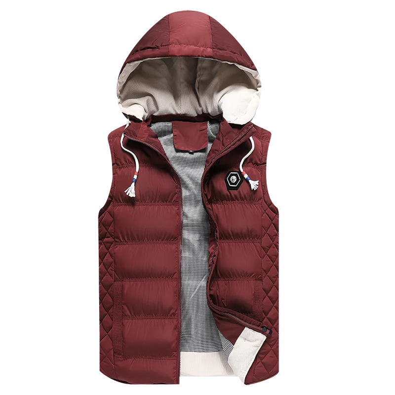 Men's Puffer Vest Active Gilet Padded Vest Men Sleeveless Jacket Removable Hooded Winter Outwear Jacket