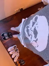 Rapcopter-suéteres Y2K para mujer, suéteres de calaveras con cuello de pico, blusas de punto azules informales holgadas, ropa de calle Retro para mujer, Tops de punto 2020