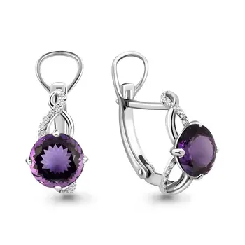 

Earrings made of silver with amethyst and cubic zirconia