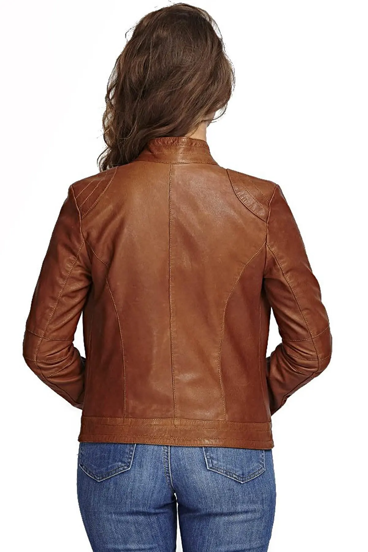 Genuine Sheepskin Brown Slim Fit Biker Jacket Women Sports Leather Coats Spring And Autumn Fashion Products Keep Warm Waterproof