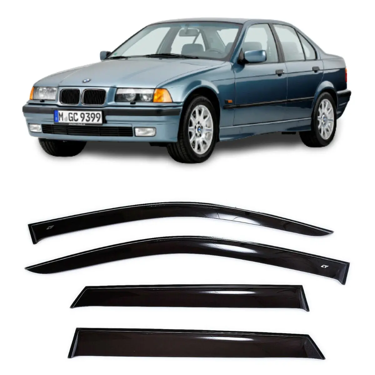 Wind Visor Deflectors Cobra Tuning B21490- Car Ventvisor Door Side - Window Air Guard for Protection Against Snow Sun and Rain Compatible with BMW