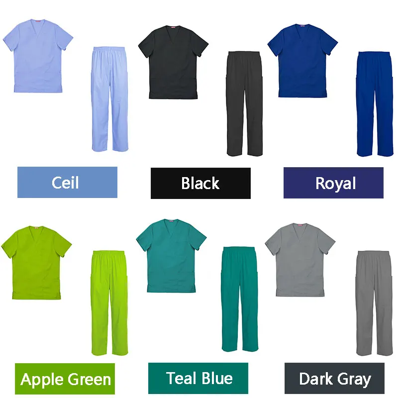 Men's Scrub Set Nursing Uniform Scrubs Set Top and Pants