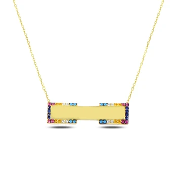 

KUTAYDAN Zircon Cubic Zirconia Imprint Necklace 925 Sterling Silver
