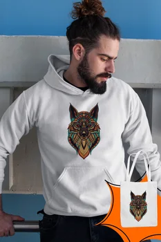 

Angemiel Wear Colorful Wolf White Male Hooded Sweatshirt Bags Kombin