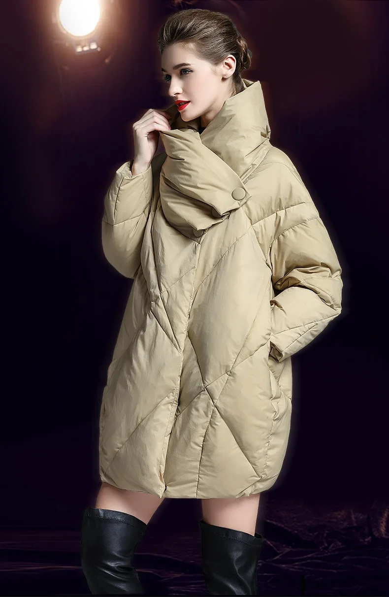 

Obrix Cool Trendy Female Warm Jacket Duck Down Filler Cashmere Turtleneck Coat Zipper Fly Wide Waisted Winter Parka For Women
