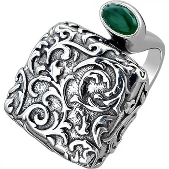 

Esthete ring with 2 chrysoprases of black silver