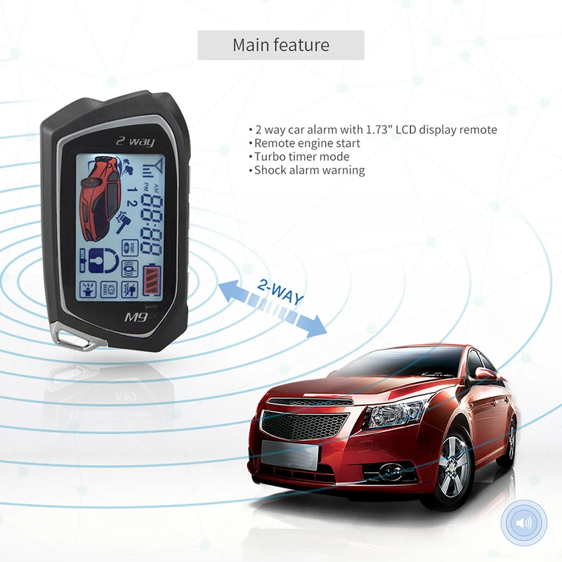 Auto Alarmsysteem FM500 2-weg LCD Pager met Ultrasoon sensor - SPY