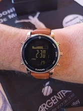 Reloj Digital deportivo para hombre, altímetro brújula barómetro 100m, correa de cuero de acero inoxidable resistente al agua