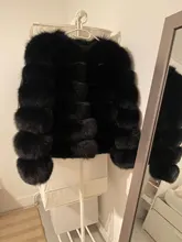 De invierno de la moda de cuero cálida capa natural abrigo de piel de zorro chaqueta de piel auténtica de zorro de invierno grueso abrigo cálido