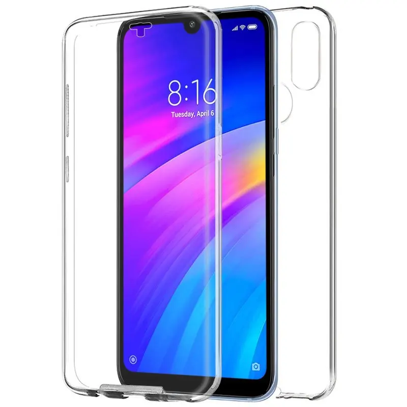 Чехол-подставка из чистого поликарбоната+ ТПУ с полным корпусом 360 для Xiaomi Redmi 7 | Передняя и задняя двойная 3D