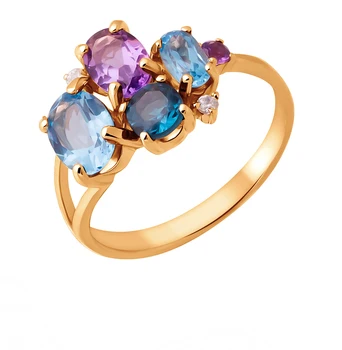 

Gold ring with amethyst and cubic zirconia sunlight sample 585