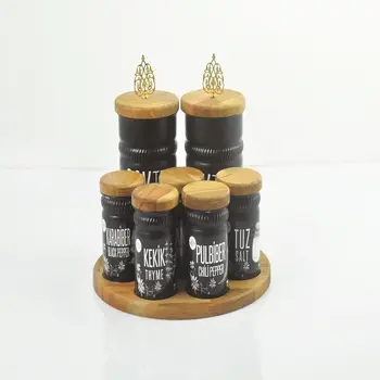 

Decorative Round Wood Stand Lid Condiment Sets Material Multi-Purpose each home Handy Kitchen Gotta Fast Shipping from Turkey