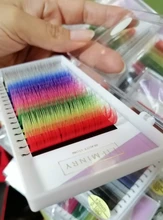LIFMINRY-extensiones de pestañas suaves de visón, 8 colores, arco iris de color, 16 líneas Premium