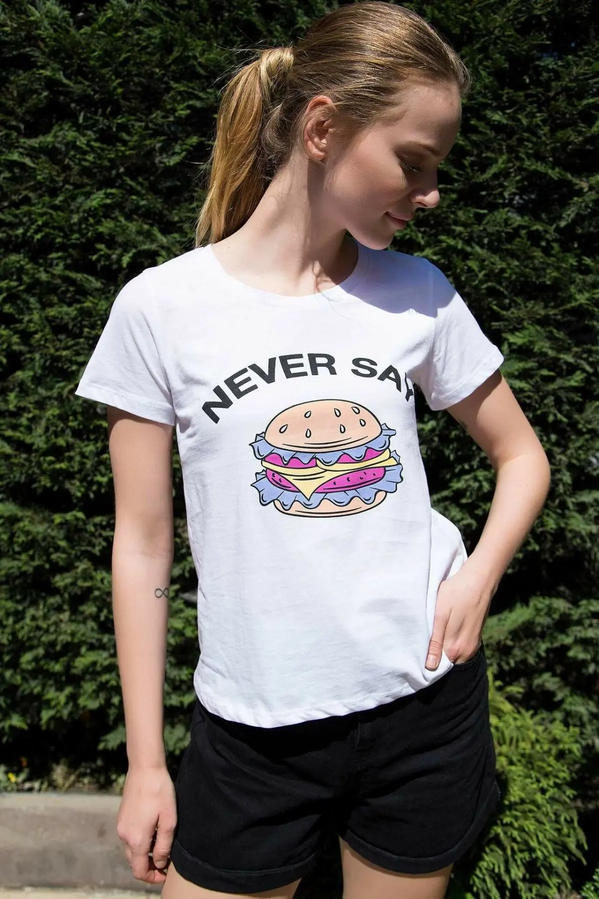 

DeFacto Woman White T-Shirts Women Casual Food Prints Cotton Top Tees Female Short Sleeve T-Shirt-J0813AZ18SM