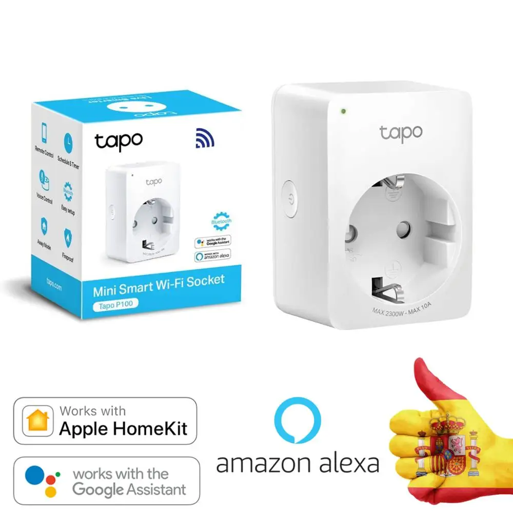 Tp-Link Tapo P100(Es) Spina Collegata Con Wifi Compatibile Con Amazon Alexa E Google Voice Control Assistant