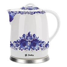 Чайник электрический DELTA DL-1233В Синие цветы(Объем 1,7 л, световой индикатор, мощность 1500 Вт