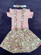 Conjunto de ropa para bebé niña, Pelele de Color sólido para recién nacido, vestido Floral con volantes, traje de 3 uds.