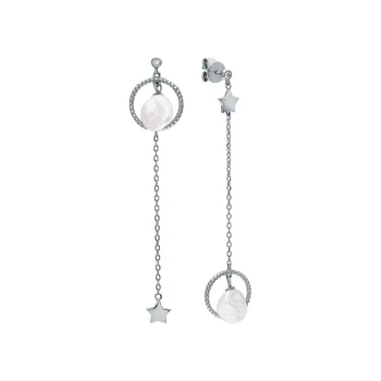 

Silver earrings with cubic zirconia and pearls cultured sunlight sample 925