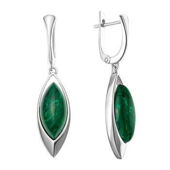 

Silver earrings with malachite Sint. And malachite