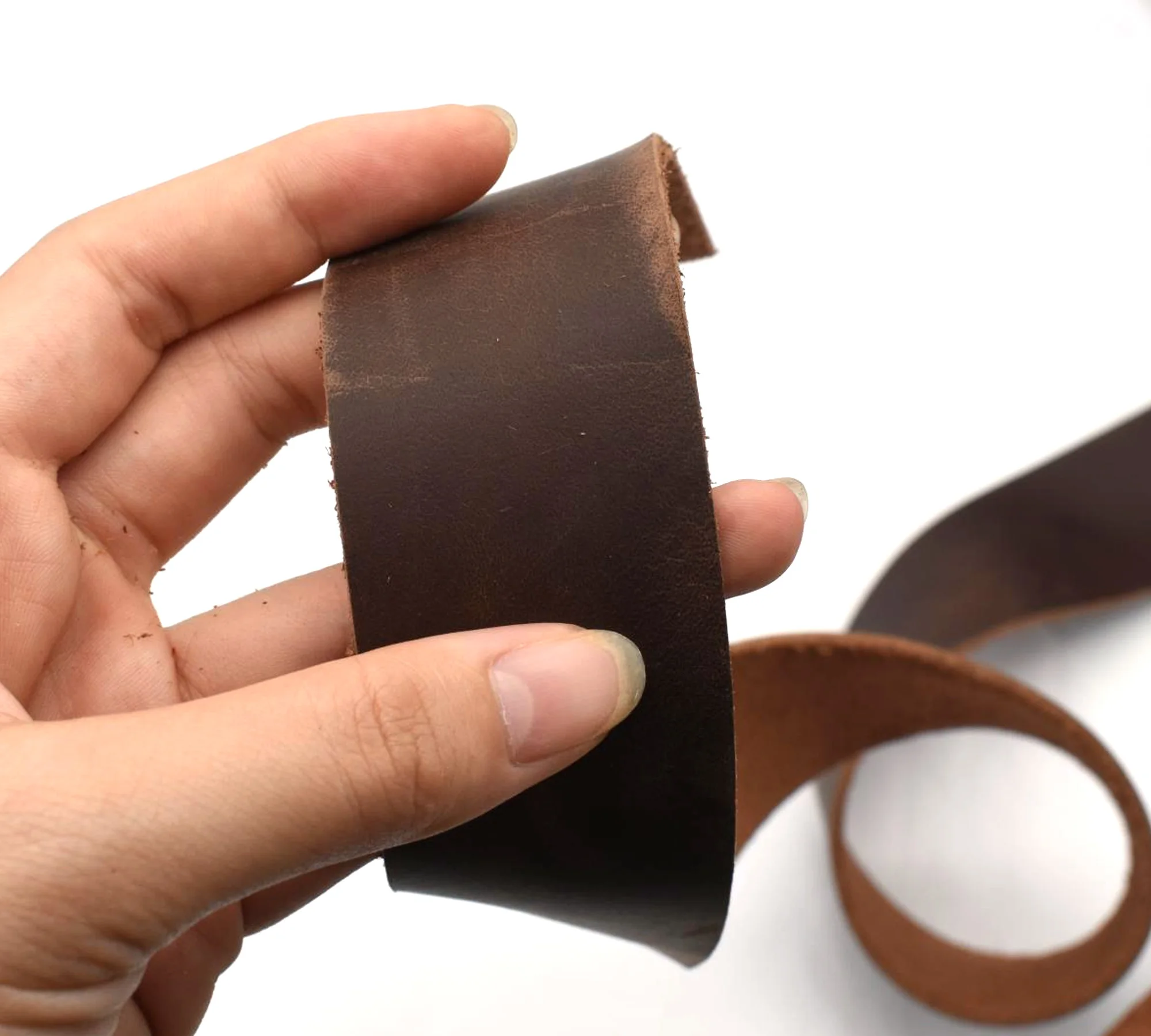 Natural Leather Leather Genuine alo for Belts Tanned Strips Wallet Straps Bag Straps Dark Brown