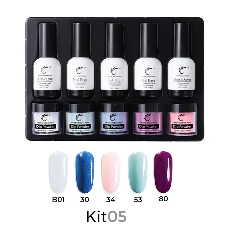 Kit 05 TP 5 порошок для погружения ногтей+ 5 гель стартовый набор 10 г акриловая система Dip порошок 12 мл верхнее покрытие гелевая основа Prep активатор набор кистей - Цвет: Kit 05
