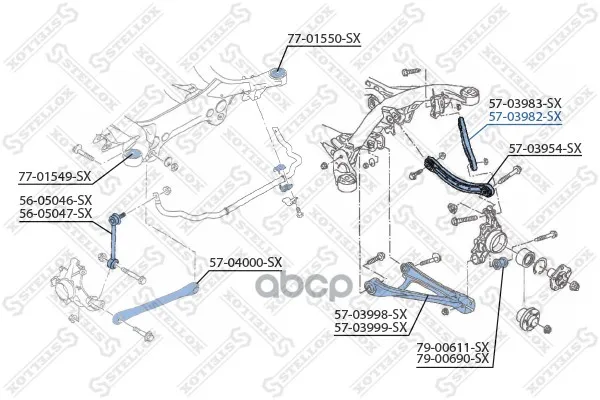 57-03982-Sx_рычаг Задней Подвески Верхний Правый! Audi Q7, Vw Touareg All 02 Stellox 5703982sx Stellox арт. 5703982SX