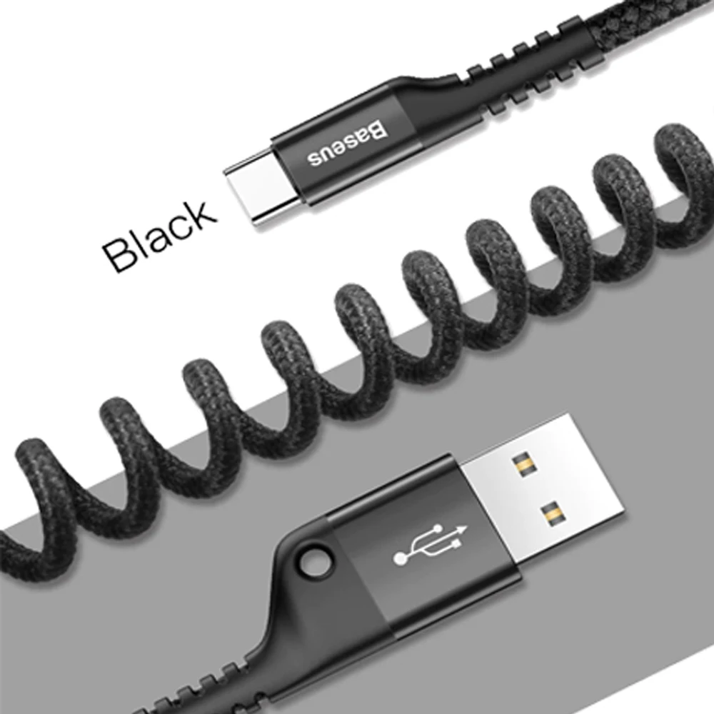 Кабель Baseus Fish eye Spring Data Cable USB For Type C 3A зарядка для телефона кабель телефона.|Кабели
