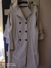 Gabardina larga con doble botonadura para mujer, abrigo ajustado con cinturón, ropa de primavera otoño