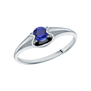 

Silver ring with sapphires synthetic sunlight sample 925