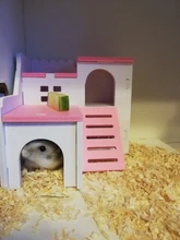 Hamster Hideout Pet-Cage Guinea-Pig Wooden Small Cute for Climbing-Toy Double-Layer