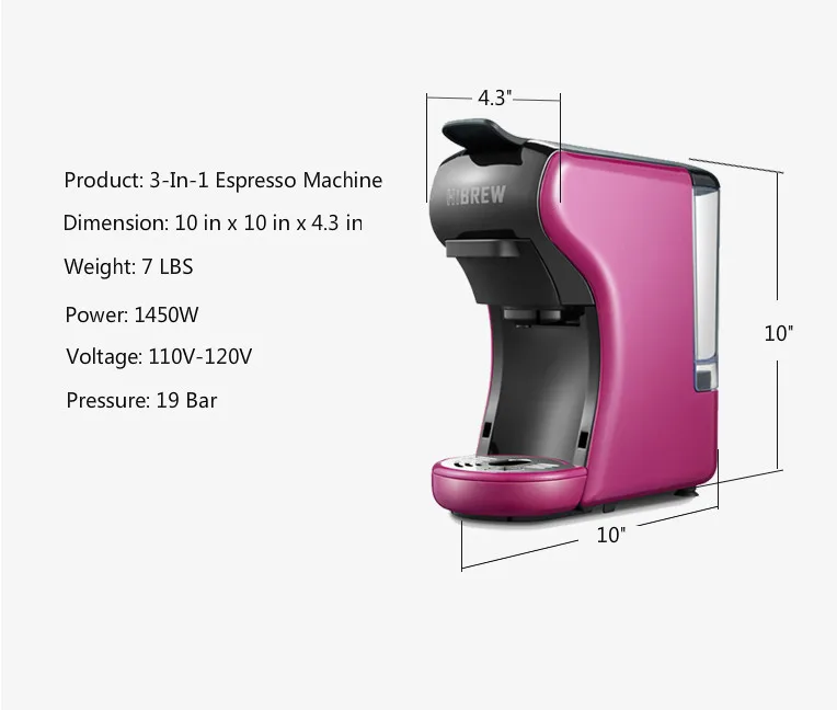 HiBREW 3-в-1 мульти-Функция эспрессо-кофемашина; кофеварка, кофе эспрессо, combinacapsule Капсульная кофемашина