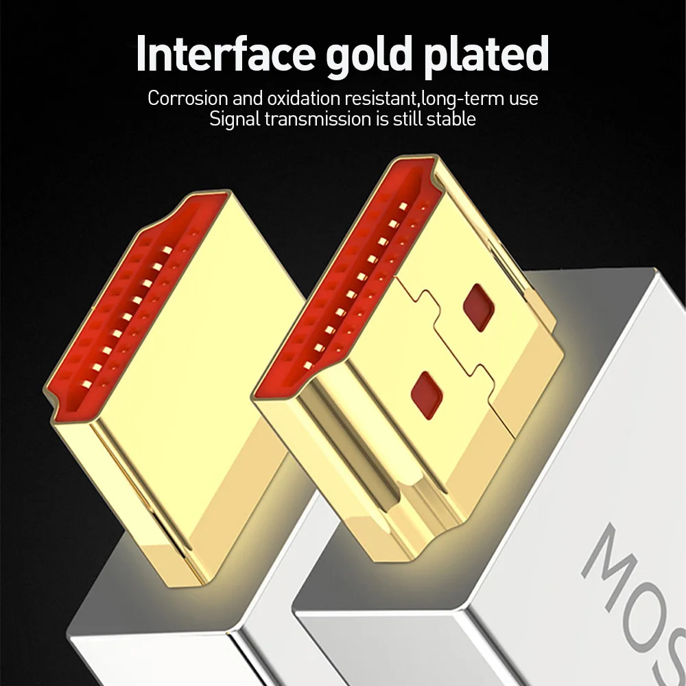 Фото Кабель MOSHOU HDMI 2,1 48 Гбит/с 8K @ 60 Гц 4K @ 120 Гц, ультраскоростной HDMI-шнур HDCP 2,2 и 2,3 HDR 10 eARC для Dolby Vision атмосферs №5