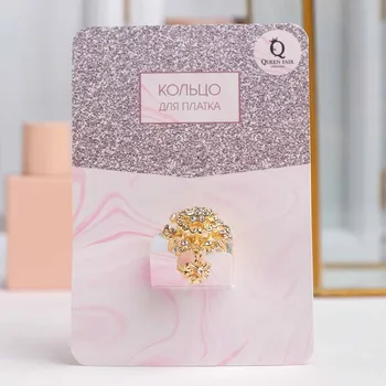 

4570812 flower scarf ring with pendant, color white in gold