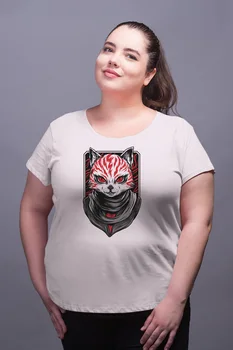 

Angemiel Wear Red Cat Kırallığı White Women Cotton Large Size T-Shirt