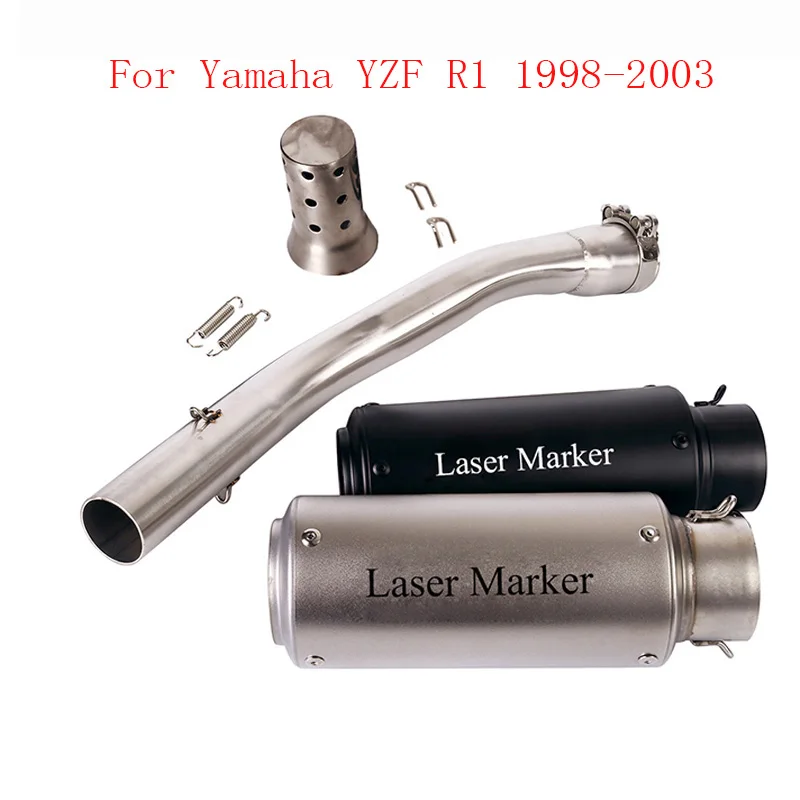 

Slip on R1 Motorcycle Exhaust Muffler Silencer Escape Mid Link Tube Connect Pipe for Yamaha YZF R1 YZF1000 1998-2003