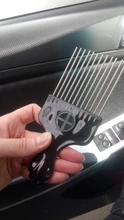 Peine de Metal negro para uso en salón, peine para pelo Afro Americano, herramienta de peinado
