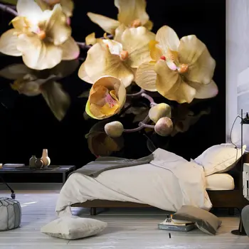 

Wall mural-Orchids in ecru color - 350x270 cm