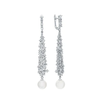 

Silver earrings with pearls imitation and cubic zirconia sunlight sample 925