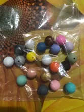 LOFCA-Lote de cuentas sueltas de silicona para dentición, 15mm, 20 unidades por lote, cuentas de dentición redondas para bebé, masticables DIY, dentición de colores para bebé