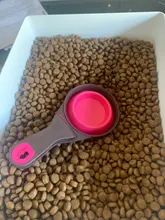 Multifuncional plegable de silicona Bol comedero para perros portátil recipiente de comida de mascotas cuchara taza para medir los perros alimentar de almacenamiento de herramienta