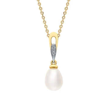 

Gold pendant with pearls cultured and diamonds sunlight sample 585 test