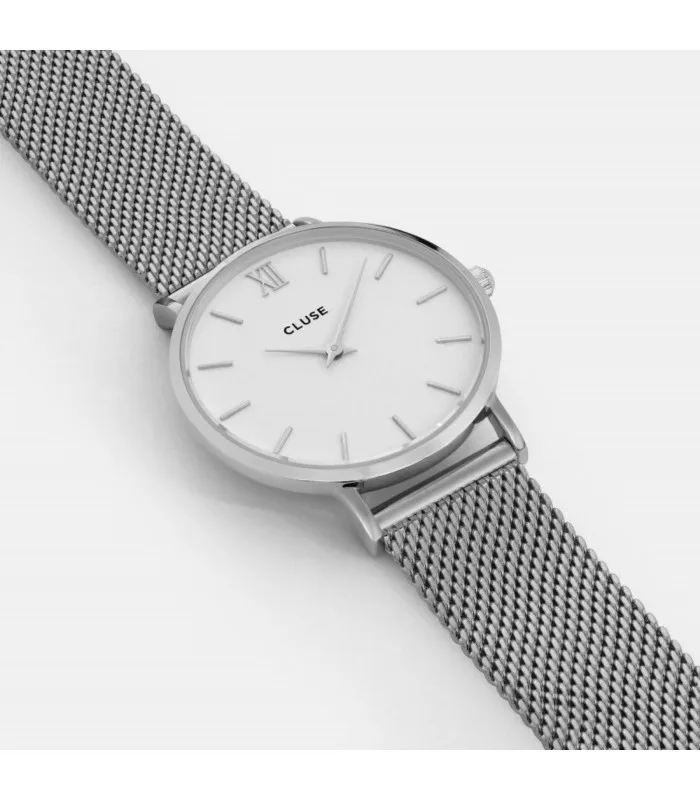CLUSE часы MINUIT MESH серебристый/белый CL30009