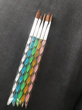 5Pcs Nail Art Brush Tools Set Acrílico UV Gel Builder Pintura Dibujo Pinceles Bolígrafos Herramienta de Empuje de Cutículas Colorido