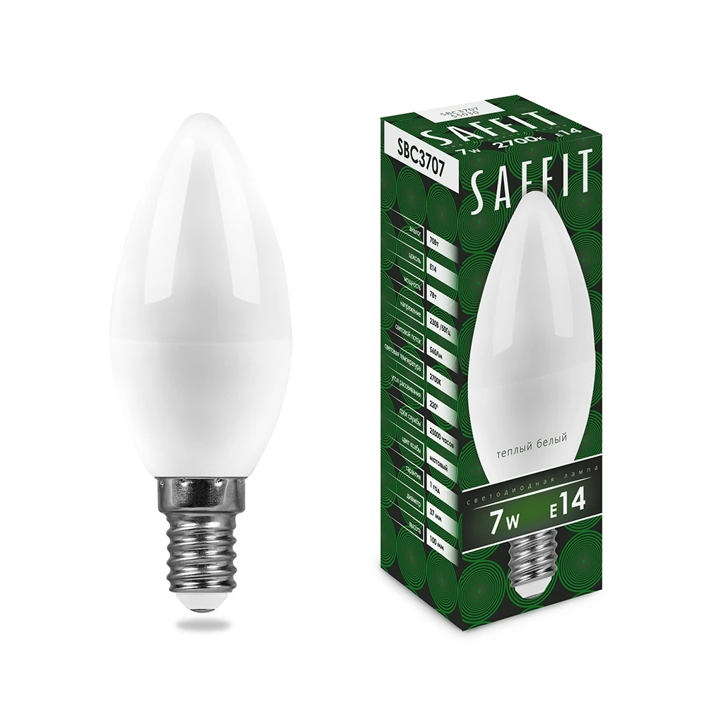 Light bulb LED candle white E14 7 W 2700K warm glow Feron 55030 | Освещение