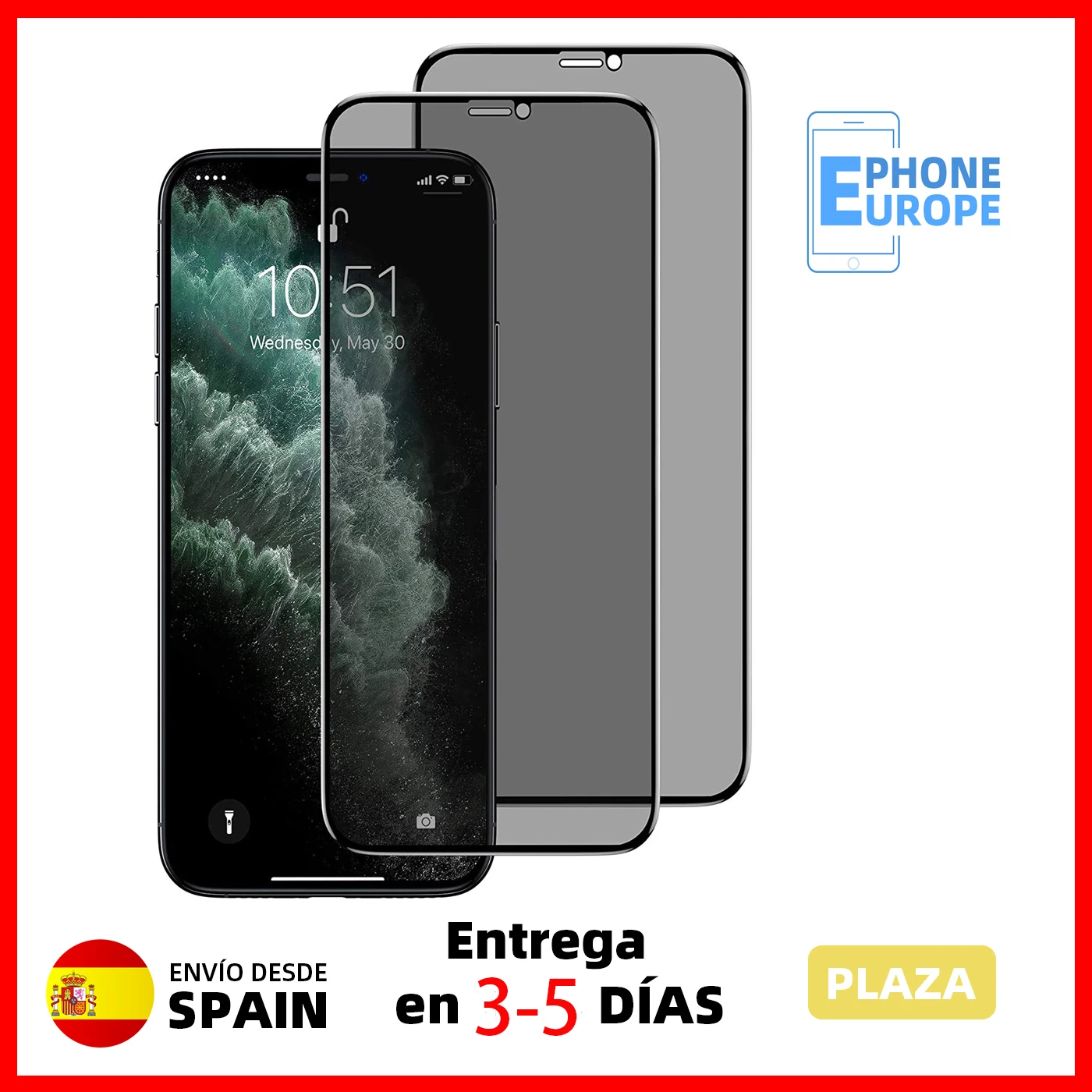 PHONEEUROPE Cristal vidrio templado de privacidad anti espia para