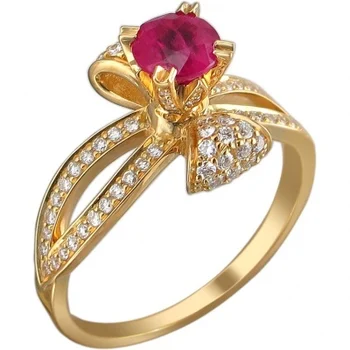 

Esthete ring with Ruby and diamonds in 750 Yellow Gold