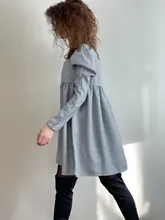 Plaid Dress Puff-Sleeve Square Collar Bclout Black White Sexy Vintage Autumn Casual Woman