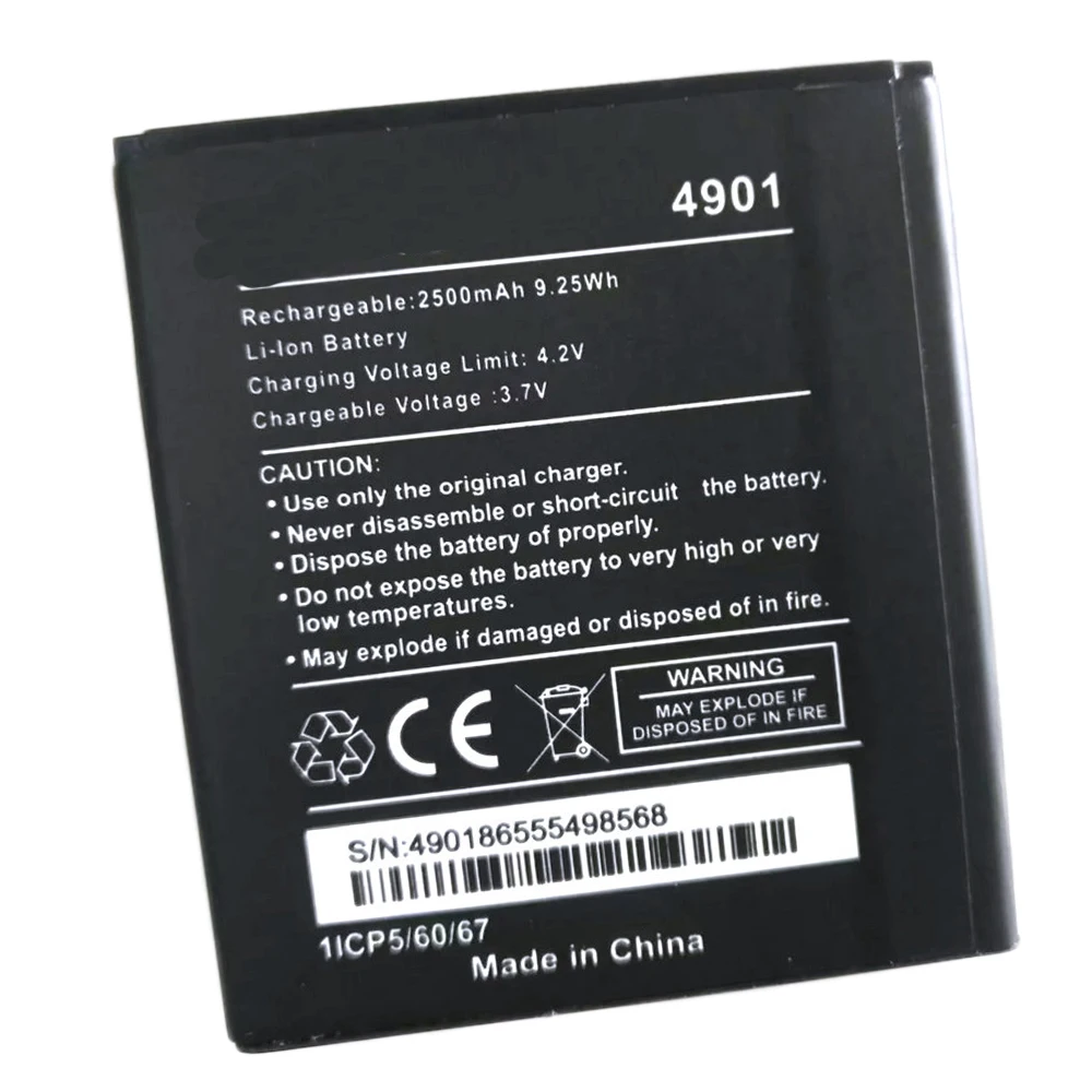 5pcs/lot 2500mAh 4901 battery For Wiko 4901 Mobile phone Battery